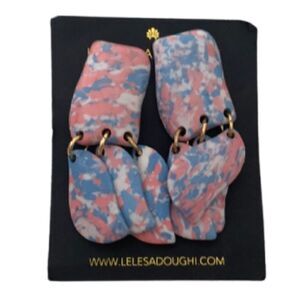 Lele Sadoughi Garden Mosaic Iris Petal Drop Earrings Sunset Blue Howlite Clip-On